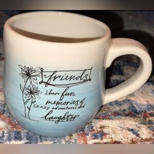 Demdaco poetic threads 2018 Lori siebert blue friendship coffee tea mug cup